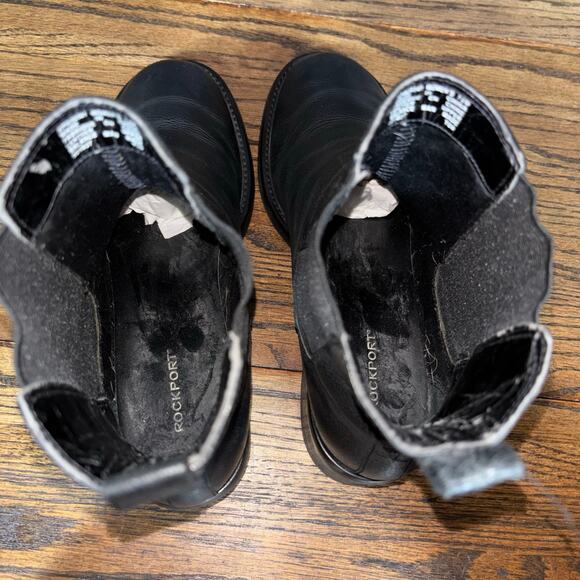 Rockport Women’s 7.5 Black Leather Chelsea Ankle Boots Low Heel - Picture 5 of 6